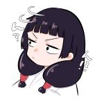  !? ._. 1girl ? absurdres black_eyes black_hair commentary english_text highres iori_utahime japanese_clothes jujutsu_kaisen miko simple_background solo toto_cucu0 upper_body white_background 