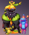  2023 4_fingers absurd_res age_difference anthro armband big_breasts bowser_jr. breasts clothing cobra female fingers footwear green_body green_scales green_tail group hi_res high_heels hosemistress huge_breasts hybrid jaeh keeshee koopa magikoopa male mario_bros mask nintendo purple_body purple_tail reptile scales scalie size_difference snake spiked_armband spikes standing tail thick_thighs tongue trio wide_hips yellow_body yellow_scales yellow_tail young younger_anthro 