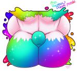  anthro bear big_breasts breasts butt claws digital_media_(artwork) drxii female fur giant_panda hair hi_res huge_breasts mammal miss.rainbow_dream-panda multicolored_body multicolored_fur nude rainbow_body rainbow_fur side_boob solo tail 