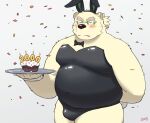  anthro bear belly blush bow_tie bulge confetti cupcake eyewear fake_ears fake_rabbit_ears food glasses hair hi_res leib_(tas) lifewonders male mammal navel overweight playboy_bunny playboy_outfit polar_bear ponytail serving_tray solo thatdouginme tokyo_afterschool_summoners ursine 