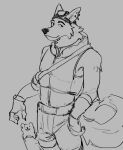  2023 :3 absurd_res anthro belt biped buckteeth canid canine canis clothed clothing digital_media_(artwork) duo ear_piercing epic_games eyebrows fingerless_gloves fortnite fully_clothed fur furgonomic_headwear furgonomics gloves grey_background handwear hat headgear headwear hi_res line_art male mammal monochrome piercing rendoodles rodent sciurid simple_background sketch teeth topwear tree_squirrel vest walnut_(fortnite) wendell_(fortnite) wolf 