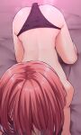  1girl absurdres all_fours ass back black_panties censored covered_eyes dildo fellatio hair_over_face head_wings hetero highres hololive mosaic_censoring oral panties penis red_hair sex_toy short_hair solo_focus takane_lui topless underwear virtual_youtuber white_hair wings zellam 