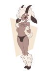  anthro black_sclera bovid brown_body brown_fur bulge caprine clothed clothing curved_horn dullvivid fur girly goat hi_res hooves horn male mammal nel_(dullvivid) satyr simple_background solo underwear underwear_only white_background white_body white_fur wide_eyed 
