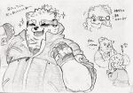  anthro belly blush canid canine canis clothing domestic_dog fingerless_gloves gloves handwear hayata_461 hi_res japanese_text jumpsuit lifewonders live_a_hero male mammal nordic_sled_dog overweight samoyed scouter sketch smile spitz superhero text topknot yohack 