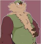  ambiguous_gender anthro body_hair brown_body brown_fur chesnaught chest_hair chest_tuft crotch_tuft filumbitu fur generation_6_pokemon hairy hi_res nintendo nude one_eye_closed pokemon pokemon_(species) shiny_pokemon simple_background smile smiling_at_viewer solo teeth tuft wink 