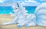  alolan_form alolan_ninetales animal_genitalia animal_pussy barndog beach blush bodily_fluids breath_powers canine_genitalia canine_pussy cloud elemental_manipulation female feral genital_fluids genitals hi_res ice_breathing ice_manipulation nintendo nipples pokemon pokemon_(species) pussy pussy_juice regional_form_(pokemon) sand sea seaside solo solo_focus water 