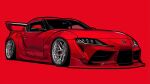  car kaizou-sha_no_illust_bot motor_vehicle no_humans original red_background shadow solo spoiler_(automobile) sports_car stance_(vehicle) toyota toyota_supra toyota_supra_mk_v vehicle_focus 