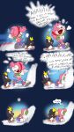  amy_rose anthro avian bird blehmaster7 bottomless burying_face classic_amy_rose classic_sonic classic_sonic_(universe) clothed clothing coat comic duo eulipotyphlan featureless_crotch female fur gloves handwear hedgehog hi_res laugh mammal mortified pecky_(sonic) penguin pink_body pink_fur sega sonic_the_hedgehog sonic_the_hedgehog_(series) speed_lines topwear wavy_mouth white_clothing white_gloves white_handwear 