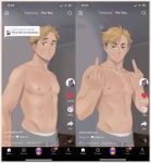  1boy alternate_pectoral_size bara character_request dialogue_box double_middle_finger english_text gin_(neon_gin) groin haikyuu!! highres large_pectorals looking_at_viewer male_focus male_underwear male_underwear_peek meme middle_finger navel nipples pectorals please_put_a_shirt_on_(meme) sequential short_hair smile smug thick_eyebrows toned toned_male topless_male underwear v-shaped_eyebrows white_male_underwear 