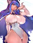  1girl breasts fumio_(rsqkr) highres horns large_breasts looking_at_viewer one_piece simple_background solo thick_thighs thighs ulti_(one_piece) wide_hips 