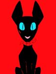  2020 aliasing ambiguous_gender black_body black_fur blood blood_on_face blue_eyes bluekyokitty bodily_fluids collar digital_drawing_(artwork) digital_media_(artwork) domestic_cat felid feline felis feral flat_colors fur half-length_portrait lineless looking_at_viewer male_(lore) mammal pink_nose portrait pupils red_background scourge_(warriors) sebdoggo simple_background sitting slit_pupils solo spiked_collar spikes warriors_(cats) 