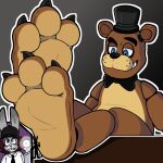  3_toes anthro claws duo feet feet_up five_nights_at_freddy&#039;s foot_fetish foot_focus freddy_(fnaf) male male/male micro scottgames size_difference sodatusk soles toe_claws toes 