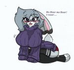  anthro big_breasts blush breasts clothing disney english_text eyewear female glasses pace-maker solo sweater text thick_thighs topwear violet_hopps zootopia 