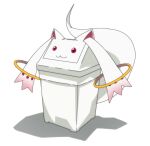  :3 commentary_request kyubey leizero mahou_shoujo_madoka_magica no_humans objectification red_eyes simple_background tail trash_can white_background 