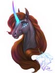  alpha_channel black_sclera blue_eyes brown_hair equid equine hair hi_res horn lips long_hair mammal portrait quillu_(character) simple_background thick_lips transparent_background ukulilia unicorn 