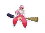  arche_klein broom broom_riding dildo flashing fuwa_fuwa_pinkchan happy huge_dildo looking_at_viewer no_panties pink.s pink_hair pussy pussy_cutout revealing_clothes sex_toy tales_of_(series) tales_of_phantasia witch 