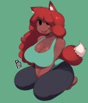  animal_humanoid bottomwear canid canid_humanoid canine canine_humanoid clothed clothing female fox_humanoid hair humanoid mammal mammal_humanoid pants reahmi red_hair shirt solo tank_top terraria tongue tongue_out topwear zoologist_(terraria) 