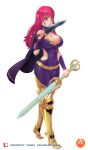  1girl commentary_request crazzeffect dagger fire_emblem fire_emblem_engage hair_ornament highres holding holding_dagger holding_knife holding_sword holding_weapon knife long_hair pink_eyes pink_hair solo star_(symbol) star_hair_ornament sword weapon yato_(fire_emblem) yunaka_(fire_emblem) 