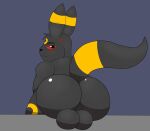  3loy absurd_res angry anthro balls big_butt blush butt canid canine digital_media_(artwork) eeveelution generation_2_pokemon genitals hi_res looking_at_viewer looking_back male male_focus mammal nintendo nude pokemon pokemon_(species) pokemorph rear_view solo solo_focus umbreon 