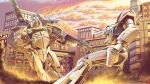  city cityscape gundam highres robot smonkito sunset turn_a_gundam turn_a_gundam_(mobile_suit) turn_x 