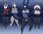  &lt;3 18_(artist) anthro anus areola arthropod biped black_body black_eyes blush bodily_fluids breasts butt cleavage clothed clothing female genitals grey_body group hi_res hollow_knight hornet_(hollow_knight) insect iselda_(hollow_knight) lace_(hollow_knight) pussy rear_view sweat team_cherry through_wall white_body white_eyes 