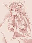  1girl anilingus animal_ears arknights ass blush clothed_female_nude_male hair_ornament hairclip handjob highres lappland_(arknights) licking long_hair nude open_mouth penis rusty_trombone scar scar_across_eye sketch solo_focus suujiniku testicles 