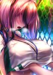  1boy 1girl akeyama_kitsune azur_lane bare_shoulders blush breasts bremerton_(azur_lane) bremerton_(scorching-hot_training)_(azur_lane) chain-link_fence cleavage collarbone collared_shirt commentary_request crop_top crop_top_overhang day faceless faceless_female fence grabbing grabbing_another&#039;s_breast grey_hair groping hair_between_eyes hair_intakes hair_ornament heart heart_necklace heavy_breathing huge_breasts jewelry large_breasts long_hair lower_teeth_only mole mole_under_eye multicolored_hair necklace official_alternate_costume open_mouth pink_hair pov shirt sidelocks sleeveless sleeveless_shirt solo_focus sportswear standing streaked_hair sweat teeth tennis_uniform twintails two-tone_hair two-tone_shirt upper_body white_shirt x_hair_ornament 