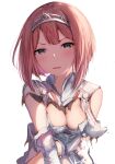  1girl absurdres ark_royal_(kancolle) blue_eyes blush breasts cleavage highres kantai_collection medium_breasts mok4suke open_mouth red_hair short_hair teeth tiara torn_clothes upper_body upper_teeth_only 
