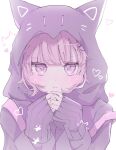  1girl animal_ears backpack bag blush_stickers danganronpa_(series) danganronpa_2:_goodbye_despair fake_animal_ears galaga hair_ornament hands_up heart highres hood hood_up hooded_jacket jacket long_sleeves medium_hair nanami_chiaki pink_eyes pote_(pote_39) pout sleeves_past_wrists solo 