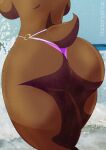  anthro arwa_(radvengence) back_boob big_butt bikini bikini_bottom bovid breasts brown_body brown_fur butt caprine clothed clothing digital_media_(artwork) female fur goat gynomorph_(lore) hi_res mammal radvengence rocky_mountain_goat solo swimwear topless 