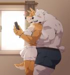  &lt;3 absurd_res anthro bear big_butt big_penis blush boxer_briefs bulge butt canid canine canis clothing detailed_bulge domestic_dog duo embrace fur genital_outline genitals hi_res hug hugging_from_behind jumperbear male male/male mammal musclegut muscular muscular_anthro muscular_male muscular_thighs orange_body orange_fur penis penis_outline phone polar_bear size_difference tail thick_thighs underwear ursine white_body white_fur 