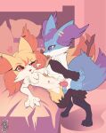  amelia anthro anthro_on_anthro anthro_penetrated anthro_penetrating anthro_penetrating_anthro braixen ear_piercing female generation_6_pokemon hi_res male male/female mxf nintendo penetration piercing pokemon pokemon_(species) sex 