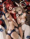  5girls :o akane_(blue_archive) akane_(bunny)_(blue_archive) animal_ears arm_behind_head arm_under_breasts arm_up armpits arms_up ass back backboob backless_leotard bandaid bandaid_on_leg bare_legs bare_shoulders bent_over between_breasts blonde_hair blue_archive blue_bow blue_bowtie blue_eyes blue_leotard blue_nails blush bow bowtie braid breasts brown_hair card checkered_floor cleavage coin commentary_request covered_navel detached_collar dragon_print embarrassed expressionless fake_animal_ears fallen_down from_behind glasses gloves grin hair_over_one_eye halo hand_on_another&#039;s_leg hand_on_another&#039;s_thigh hand_up headset high_heels highres holding holding_card jacket knee_up kneeling large_breasts leg_up legs_apart leotard letdie1414 long_hair looking_at_viewer looking_back lying lying_on_person medium_breasts medium_hair microphone mole mole_under_eye multicolored_hair multiple_girls nail_polish neru_(blue_archive) neru_(bunny)_(blue_archive) nipples no_bra off_shoulder on_back on_floor on_side one_breast_out open_clothes open_jacket open_mouth orange_eyes pantyhose partial_commentary partially_visible_vulva pink_hair playing_card rabbit_ears rabbit_tail red_eyes red_hair red_leotard revealing_clothes shell_casing single_braid skin_tight skindentation slit_pupils small_breasts smile spilling spread_legs streaked_hair sukajan tail thighhighs toki_(blue_archive) toki_(bunny)_(blue_archive) top-down_bottom-up two-tone_hair v very_long_hair white_gloves white_leotard wrist_cuffs yellow_eyes 