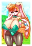  anthro basket big_breasts blush bow_tie breasts bunny_costume camel_toe clothing container costume easter easter_egg eyes_closed female hi_res holidays huge_breasts lagomorph leporid mammal michiyoshi rabbit sega solo sonic_the_hedgehog_(series) thick_thighs vanilla_the_rabbit wide_hips 