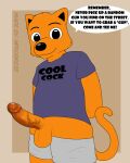  absurd_res anthro balls clothed clothing cool_cat cool_cat_(series) dialogue domestic_cat english_text erection felid feline felis genitals hi_res humanoid_genitalia humanoid_penis inprogress looking_at_viewer male mammal penis shirt smile solo t-shirt text topwear 