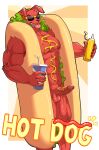  abs anthro balls biceps canid canine canis domestic_dog erection eyewear food fur furtissier genitals hi_res hot_dog hot_dog_bun hot_dog_costume humor ketchup lettuce male mammal muscular muscular_anthro muscular_male mustard nipples nude pecs penis plant red_body red_fur solo sunglasses vegetable 