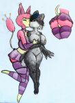  absurd_res anthro big_breasts bobcat bottomwear breast_grab breast_squish breasts chest_tuft clothing digital_media_(artwork) digital_painting_(artwork) felid feline female female/female fur generation_3_pokemon grey_body grey_fur hair hand_on_breast hi_res holding_breast huge_breasts inner_ear_fluff kiss_on_lips kissing lynx mammal multicolored_body multicolored_fur multicolored_hair nintendo pink_body pink_fur pokemon pokemon_(species) romantic romantic_couple sheebibites simple_background skirt skitty squish traditional_media_(artwork) tuft white_background 