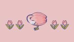  animal_focus bird duck flower highres meyoco no_humans original pink_background pink_flower pink_tulip simple_background surreal tulip wide_shot 
