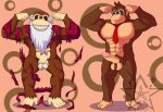  age_difference anthro ape barazoku brown_body brown_fur clothing cranky_kong donkey_kong_(character) donkey_kong_(series) duo facial_hair fafnir_stardust_(artist) father father_and_child father_and_son fur gorilla grey_hair hair haplorhine hi_res long_beard male mammal muscular muscular_male necktie nintendo older_male parent parent_and_child primate pubes red_necktie simple_background son torn_clothing 