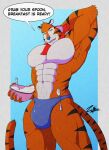  abs absurd_res anthro biceps big_muscles blue_nose bottomwear bulge clothed clothing digital_media_(artwork) felid flexing frosted_flakes fur hi_res kellogg&#039;s male mammal mascot milk muscular muscular_anthro muscular_male pantherine pecs simple_background smile solo standing tiger tony_the_tiger topless underwear zephir 