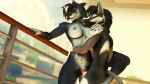  2023 3d_(artwork) anthro areola athletic athletic_anthro athletic_male balcony belly_tattoo big_breasts black_body black_fur black_hair blue_eyes breasts canid canine canis claws detailed_background digital_media_(artwork) duo erection eyes_closed female fingers fox fur genitals hair hi_res jacob_(viper-desires) katie_(viper-desires) long_tail male male/female mammal multicolored_body multicolored_fur nipples nude open_mouth penetration penis sex sharp_teeth short_hair source_filmmaker tail tattoo teeth two_tone_body two_tone_fur vaginal vaginal_penetration viper-desires white_body white_fur wolf 