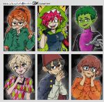  argyle argyle_shirt artist_name beast_boy_(dc) black_cloak black_eyes black_hair blonde_hair breasts brown_hair cartoon_network cloak collar colored_skin commentary crazy_eyes danishi dc_comics demencia english_commentary eyes_visible_through_hair fangs freckles gesugao glasses green_eyes green_hair green_hood green_hoodie green_skin grin hair_over_one_eye heterochromia highres hood hoodie ilana_(sym-bionic_titan) infinity_train logo long_hair medium_breasts multicolored_hair orange_hair orange_sweater over_the_garden_wall pink_collar ponytail red_hair red_lips scooby-doo short_hair signature sleeves_past_wrists small_breasts smile sweater sym-bionic_titan teen_titans tongue tongue_out translation_request tulip_olsen turtleneck turtleneck_sweater two-tone_hair velma_dace_dinkley villainous wirt_(over_the_garden_wall) yellow_eyes 