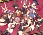  6+girls animal_ears bare_shoulders black_headwear blonde_hair blue_eyes blue_hair blush bow breasts brown_eyes brown_hair dominatrix doremy_sweet drill_hair drill_sidelocks earrings elbow_gloves food frilled_bow frilled_hair_tubes frills fruit fruit_hat_ornament futatsuiwa_mamizou glasses gloves gold hair_bow hair_ornament hair_rings hair_stick hair_tubes hakurei_reimu hat hat_bow hat_ribbon hinanawi_tenshi holding holding_smoking_pipe inubashiri_momiji jewelry kaku_seiga konosuko_(knsk_kwkm) leaf leaf_hair_ornament leaf_on_head letty_whiterock light_blue_hair long_hair medium_hair mini_hat mini_top_hat mob_cap multiple_girls necklace necktie nightcap open_mouth orange_eyes peach peach_hat_ornament pendant pince-nez pom_pom_(clothes) purple_eyes purple_hair rabbit_ears rabbit_girl raccoon_ears raccoon_tail red_bow red_eyes red_headwear red_necktie red_ribbon reisen_udongein_inaba ribbon short_hair sidelocks smile smoking_pipe tail tapir_tail top_hat touhou twin_drills very_long_hair white_hair wolf_ears wolf_girl wolf_tail yakumo_yukari yorigami_jo&#039;on 