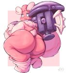  anthro big_breasts big_butt blue_eyes breasts butt curvy_figure eyebrows female generation_4_pokemon generation_9_pokemon hammer hi_res holding_hammer holding_object holding_tool huge_breasts huge_butt hybrid lightmizano looking_at_viewer looking_back lopunny nintendo open_mouth pink_body pokemon pokemon_(species) pupils short_stack solo standing thick_eyebrows thick_thighs tinkaton tools voluptuous white_pupils 