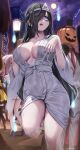  1girl ? absurdres breasts ghost ghost_costume halloween highres large_breasts original see-through wet wet_clothes yayoi_maka 