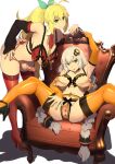  2girls :p ahoge anal anal_object_insertion antenna_hair arm_up armchair armpits bare_shoulders bent_over black_footwear blonde_hair blue_eyes bra braid breasts breasts_apart butt_plug censored chair cock_ring commentary_request crotchless crotchless_panties cupless_bra detached_collar detached_sleeves futanari green_eyes grey_hair hair_between_eyes hair_ornament hairclip high_heels highres jewel_butt_plug kizuna_akari large_breasts linked_piercing long_hair looking_at_viewer mosaic_censoring multiple_girls nail_polish naughty_face navel_piercing necktie nipple_piercing object_insertion panties piercing ponytail pussy red_footwear red_nails red_necktie red_thighhighs sex_toy shoes short_necktie simple_background sitting smile spread_legs spread_pussy takemura_sessyu thighhighs tongue tongue_out tsurumaki_maki twin_braids underwear urethral_insertion very_long_hair voiceroid white_background wide_spread_legs 