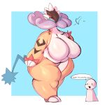  &lt;3 2023 anthro blue_background blue_tail breasts chubby_female colored_sketch english_text featureless_breasts female hi_res lightmizano nintendo pokemon raging_bolt shaded simple_background sketch slightly_chubby solo tail text thick_thighs yellow_body 