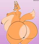  2023 anthro areola artist_name bedroom_eyes belly big_belly big_breasts big_butt black_eyes breasts butt canid canine curvy_figure diane_foxington digital_media_(artwork) dreamworks eyebrow_piercing eyelashes facial_piercing female fox fur hi_res huge_breasts huge_butt inner_ear_fluff looking_at_viewer looking_back mammal mechaclank narrowed_eyes nipples no_pupils nude orange_body orange_fur overweight overweight_anthro overweight_female piercing puffy_areola rear_view seductive side_belly smile solo standing the_bad_guys thick_thighs tuft voluptuous wide_hips 