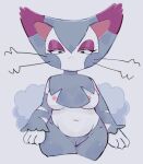  :&lt; anthro areola biped breasts dipstick_ears felid feline female front_view fur generation_4_pokemon genitals grey_body grey_fur half-closed_eyes hi_res looking_at_viewer mammal multicolored_body multicolored_ears multicolored_fur narrowed_eyes navel nintendo nipples pink_areola pink_nipples pokemon pokemon_(species) portrait purple_body purple_fur purugly pussy saamon_1010 simple_background solo standing three-quarter_portrait whiskers white_background white_body white_fur 