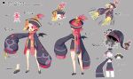  1boy 1girl absurdres bandaid bandaid_on_face black_footwear blush_stickers chinese_clothes closed_eyes demon_girl demon_wings disgaea disgaea_rpg earrings fang full_body grey_background hanako_(disgaea) hat highres honey jewelry jiangshi leaking long_sleeves multiple_views non-web_source official_art ofuda ofuda_on_clothes open_mouth outline outstretched_arm photoshop_(medium) pink_eyes pink_hair pointy_ears reference_sheet simple_background sleeves_past_wrists solo_focus standing stud_earrings taro_(disgaea) turnaround white_outline wings 